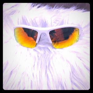 GUC Under Armour white and orange sunglasses
